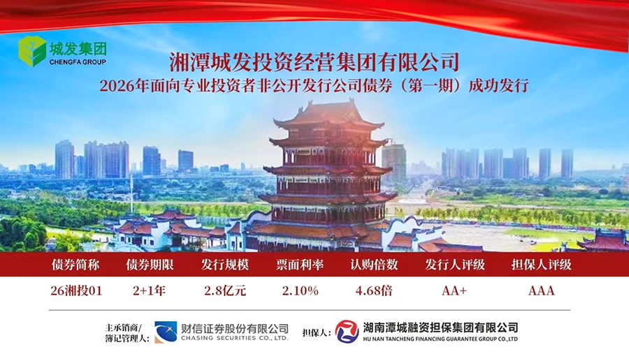 潭城擔(dān)保集團(tuán)助力湘投集團(tuán)債券發(fā)行利率再創(chuàng)新低